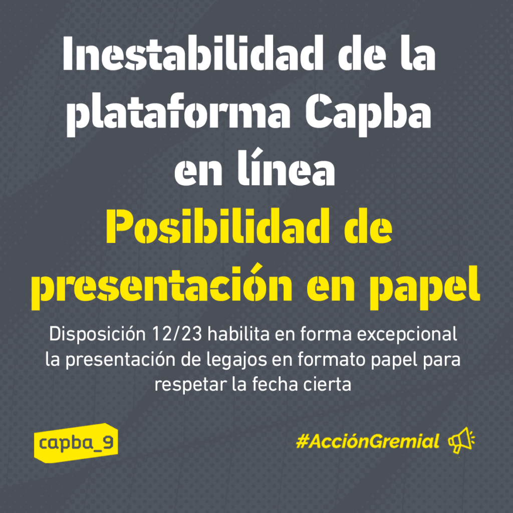 Inestabilidad de la plataforma Capba en línea - Posibilidad de  presentación en papel